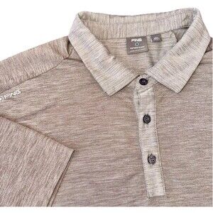 Ping Golf Shirt Polo Men's Large Sensor Cool Max Brown Lightweight Casual Preppy